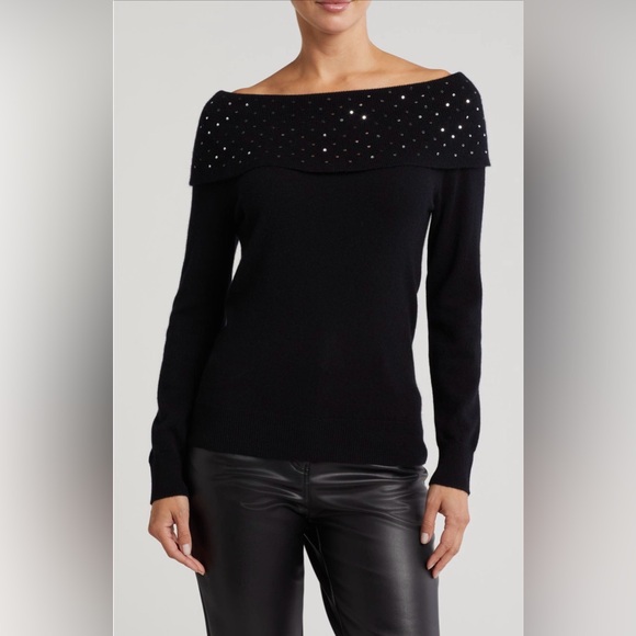Sofia Cashmere Tops - Nordstrom Sofia Cashmere Cowl Neck Sequins Sweater